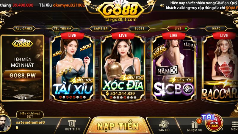 Tổng hợp các tựa game Casino Go88 hấp dẫn nhất