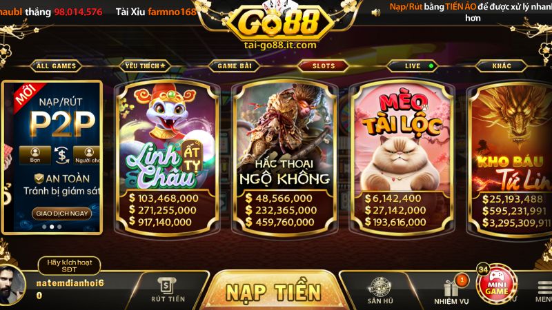Tổng hợp những tựa game nổ hũ Hot nhất Go88